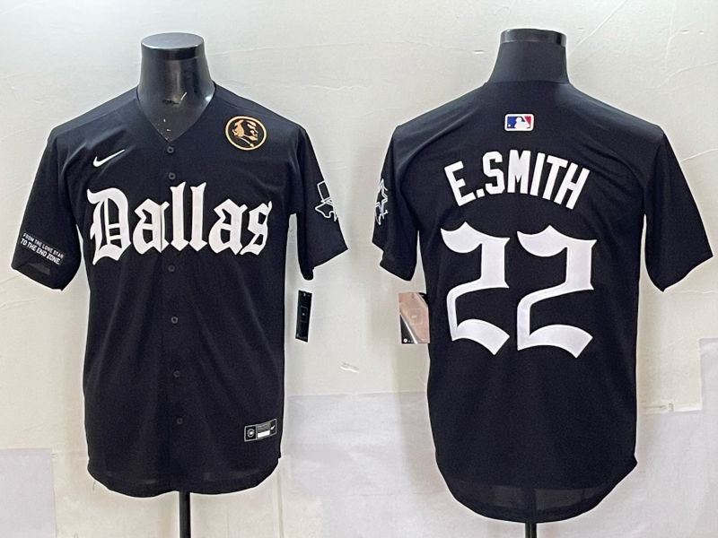 Men 2025 Nike Dallas Cowboys 22 E.Smith Black 5th generation Joint Name Limited NFL Jersey 017